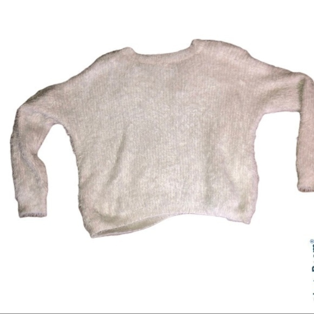 Pink Rose long sleeve v-neck sweater soft fuzzy - Picture 3 of 7